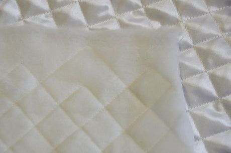 Quilted Satin Batting Polyester Fabric - White, Black Diamond Quilted, 58/60" Width (Yards)