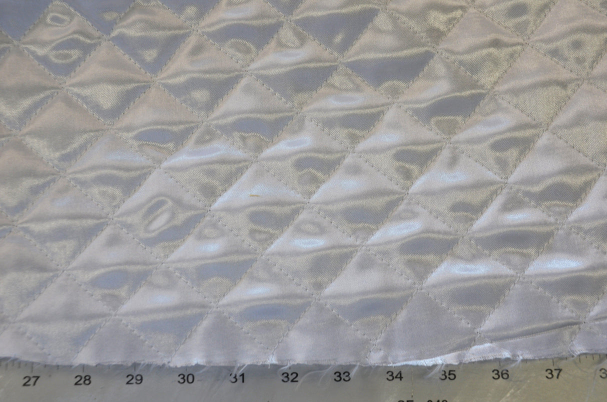 Quilted Satin Batting Polyester Fabric - White, Black Diamond Quilted, 58/60" Width (Yards)