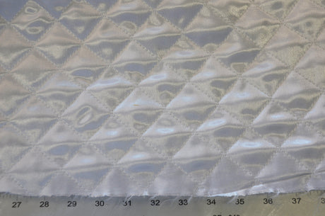 Quilted Satin Batting Polyester Fabric - White, Black Diamond Quilted, 58/60" Width (Yards)