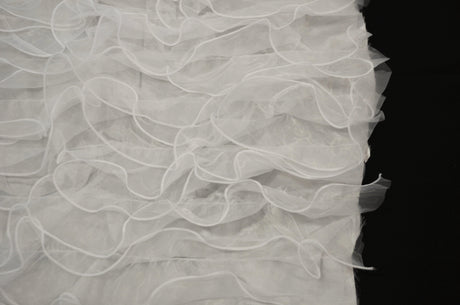 Organza Ruffled Taffeta Polyester Fabric - Layered Horizontal Ruffles, 57" Width, Multiple Colors (1 Yard)