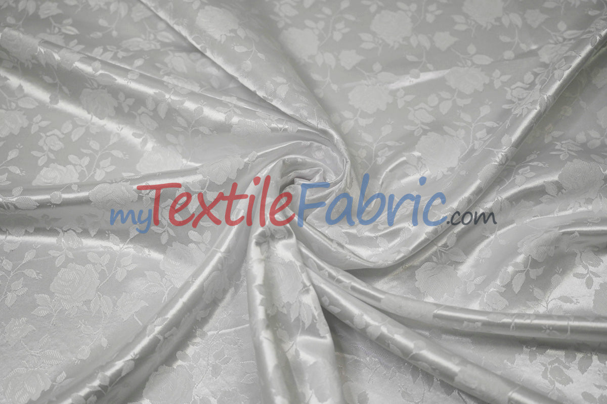 Satin Jacquard Satin Polyester Fabric - Satin Flower Brocade, 58/60" Width, Sample Swatch 3"x3" (1 Sample Swatch)