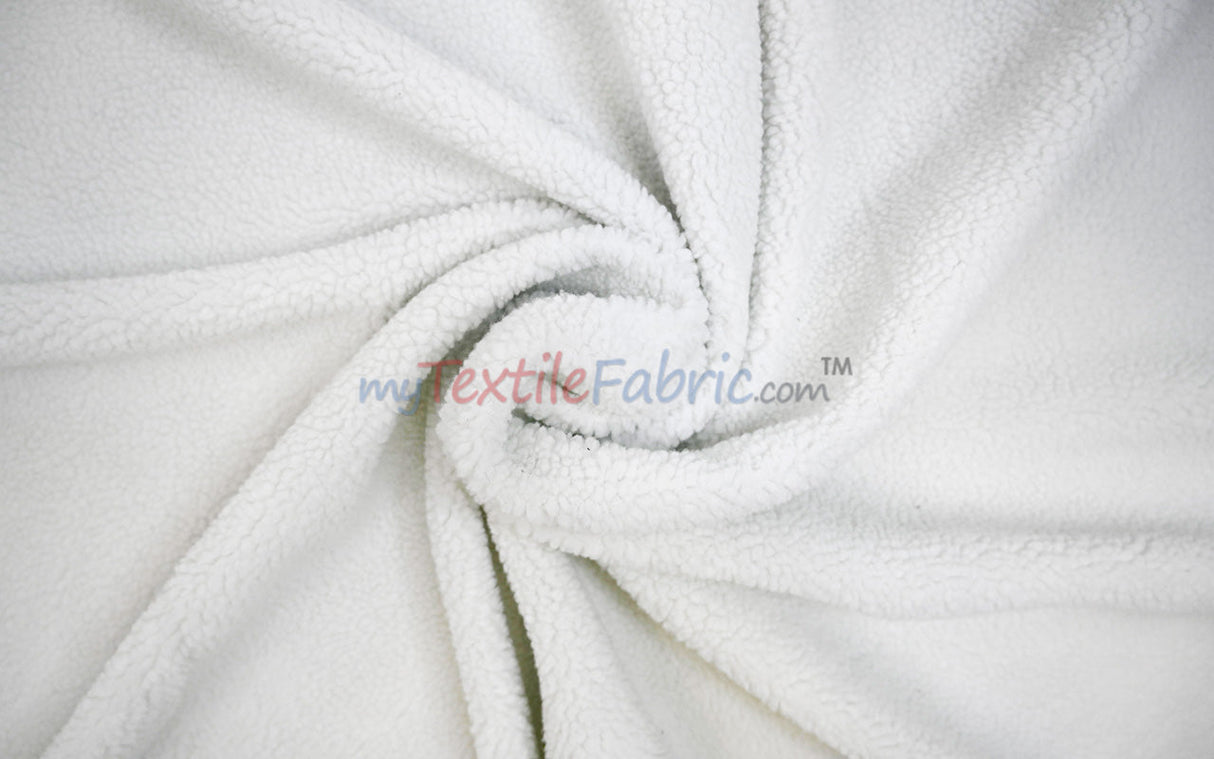 Sherpa Fleece Polyester Fabric - White, Ivory, Black, 60" Width (1 Yard)