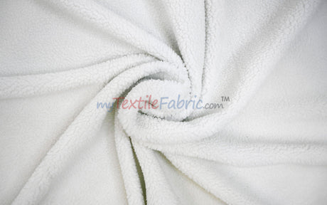 Sherpa Fleece Polyester Fabric - White, Ivory, Black, 60" Width (1 Yard)