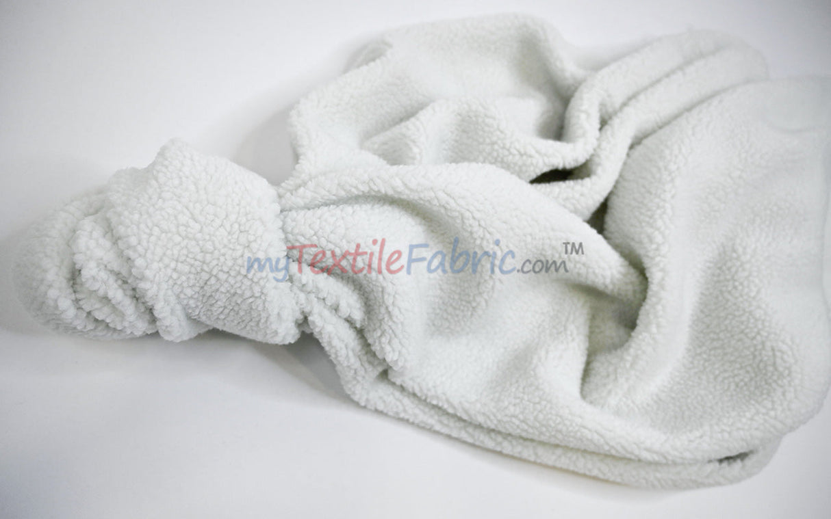 Sherpa Fleece Polyester Fabric - White, Ivory, Black, 60" Width (1 Yard)