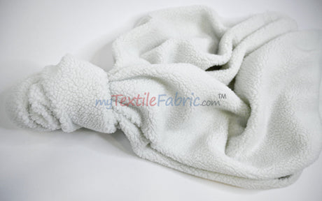 Sherpa Fleece Polyester Fabric - White, Ivory, Black, 60" Width (1 Yard)