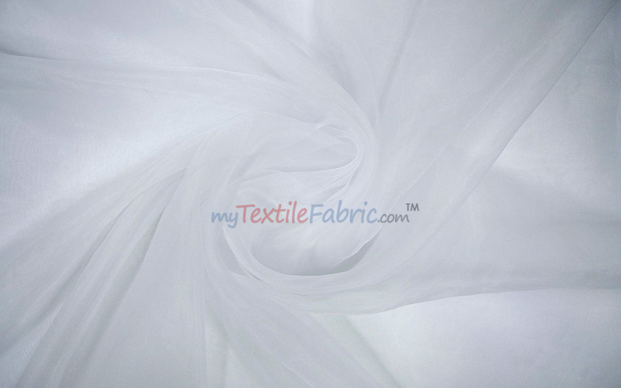 Super Organza Polyester Fabric - Semi-Sheen Sheer, 60" Width, White, Ivory, Baby Blue, Lavender, Black (By The Yard)