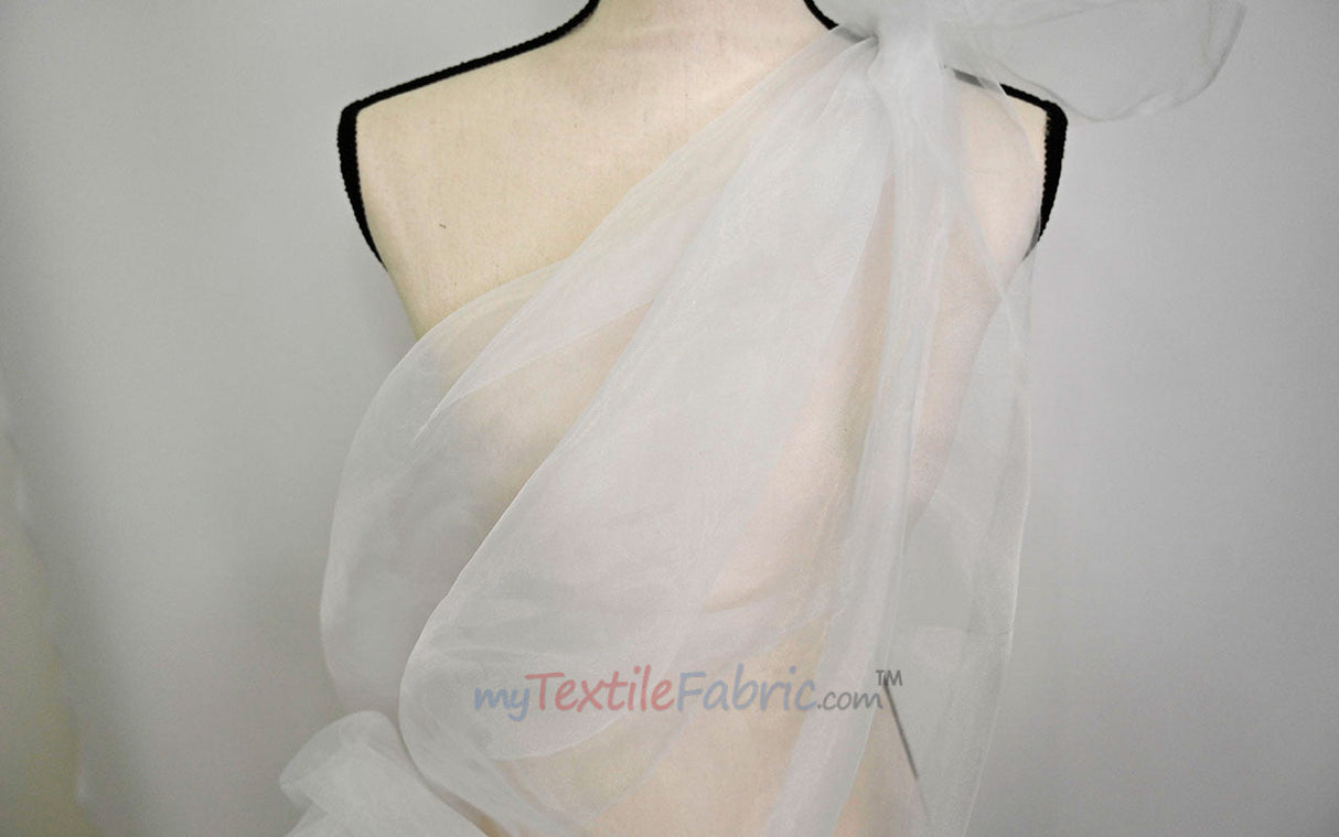 Super Organza Polyester Fabric - Semi-Sheen Sheer, 60" Width, White, Ivory, Baby Blue, Lavender, Black (By The Yard)