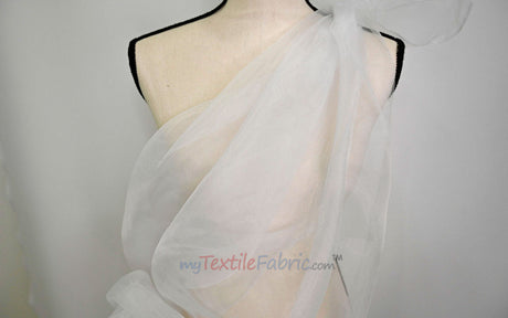 Super Organza Polyester Fabric - Semi-Sheen Sheer, 60" Width, White, Ivory, Baby Blue, Lavender, Black (By The Yard)