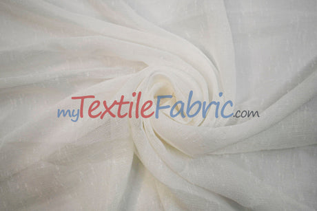 Swiss Sheer Sheer Polyester Fabric - Linen-Look Sheer Drapery, 130" Wide, White (1 Yard)