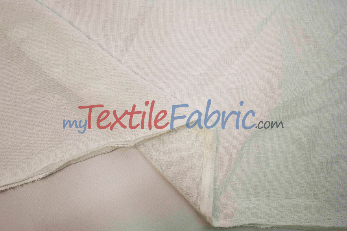 Swiss Sheer Sheer Polyester Fabric - Linen-Look Sheer Drapery, 130" Wide, White (1 Yard)