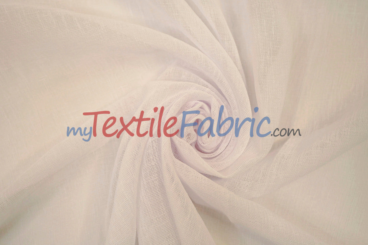 Extra Wide Turkish Sheer 100 Percent Polyester Fabric - Textured Linen-Look Sheer, 108" Width, White, Offwhite, Ivory, Champagne (1 Yard)