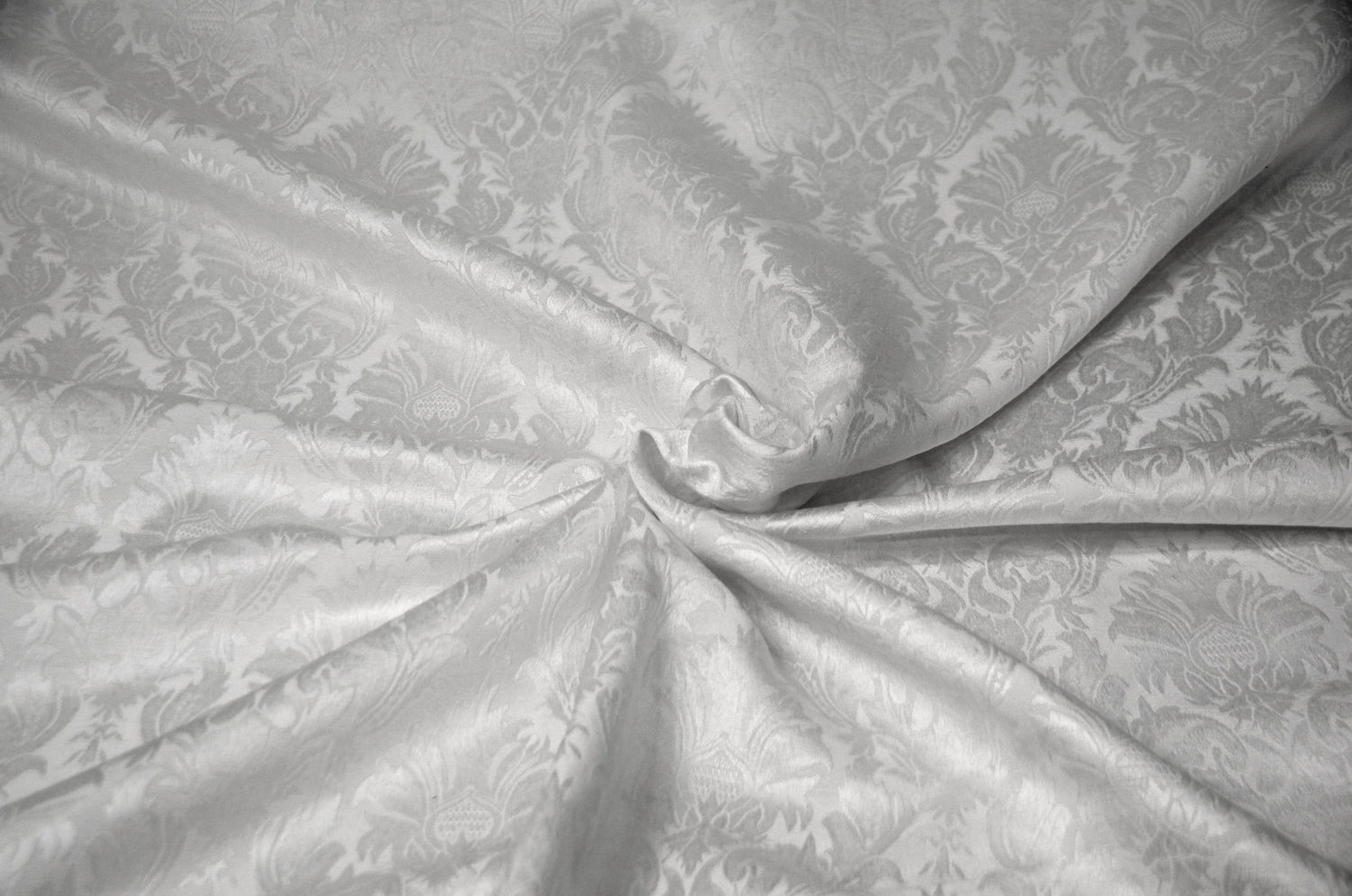 Vintage Damask Polyester Fabric - Damask Brocade, 58" Width, White, Ivory, Blush Pink (1 Yard)