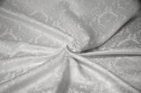 Vintage Damask Polyester Fabric - Damask Brocade, 58" Width, White, Ivory, Blush Pink (1 Yard)