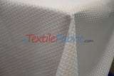 Waffle Brocade Polyester Fabric - Textured Waffle Grid, 60" Width, White, Ivory, Champagne, Black (1 Yard)