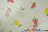Yellow Lemon Watermelon Fruit 100 Percent Cotton Fabric - Fruit Print, 58/60" Width (1 Yard)
