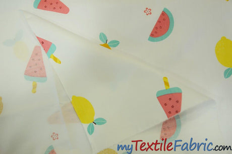 Yellow Lemon Watermelon Fruit 100 Percent Cotton Fabric - Fruit Print, 58/60" Width (1 Yard)
