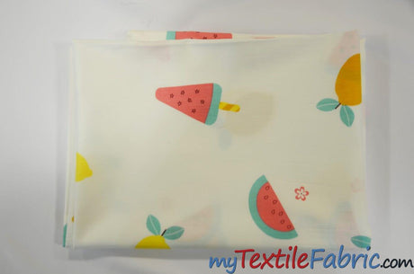 Yellow Lemon Watermelon Fruit 100 Percent Cotton Fabric - Fruit Print, 58/60" Width (1 Yard)