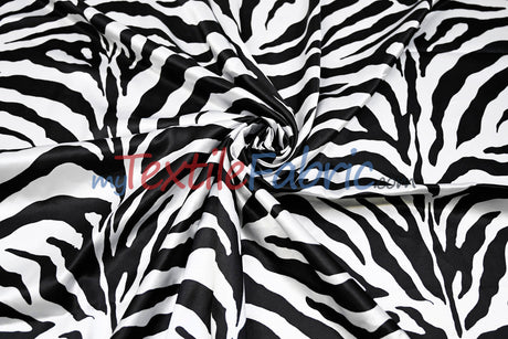 Zebra Charmeuse Satin Fabric - Zebra Print, 58/60" Width, Multiple Colors (1 Yard)
