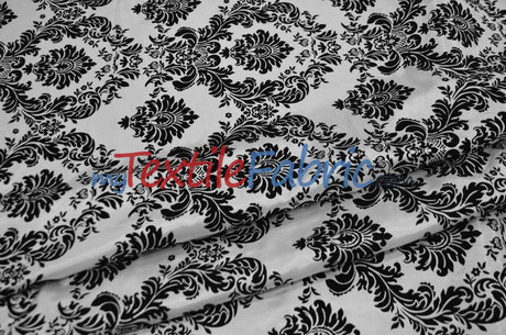 Damask Flocking Taffeta Fabric - Flocking Velvet Damask, 58/60" Width (1 Yard)