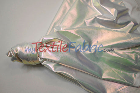 Hologram Foil Spandex Lame Fabric - Rainbow Stretch Metallic, 58/60" Width (1 Yard)