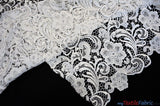 Guipure Bridal Lace Polyester Fabric - Heavy Double Scalloped Lace, Multiple Colors, 48/49" Width (1 Yard)