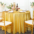 Round Sequin Taffeta Tablecloth 132 Light Gold