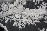 EA2581 Polyester Lace Fabric - Off White Floral Embroidery, Sequins Embellishments, 50/51" Width (Yards)
