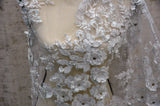 EA2581 Polyester Lace Fabric - Off White Floral Embroidery, Sequins Embellishments, 50/51" Width (Yards)