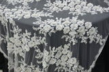 EA2581 Polyester Lace Fabric - Off White Floral Embroidery, Sequins Embellishments, 50/51" Width (Yards)