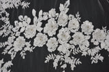 EA2581 Polyester Lace Fabric - Off White Floral Embroidery, Sequins Embellishments, 50/51" Width (Yards)