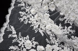 EA2581 Polyester Lace Fabric - Off White Floral Embroidery, Sequins Embellishments, 50/51" Width (Yards)