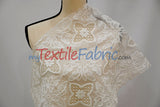 Butterfly Embroidery Cotton Fabric - White, Offwhite, Ecru, Black, 52-54" Width (1 Yard)