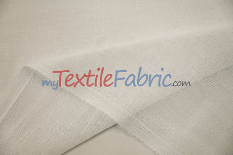 Extra Wide Turkish Sheer 100 Percent Polyester Fabric - Textured Linen-Look Sheer, 108" Width, White, Offwhite, Ivory, Champagne (1 Yard)