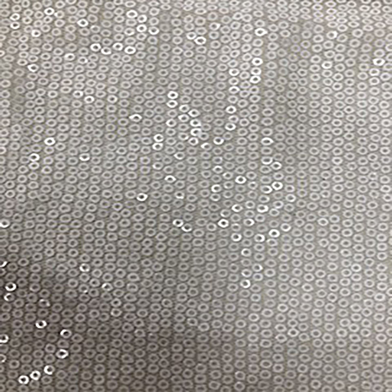 White Mini Sequin Embroidered Polyester Mesh Fabric
