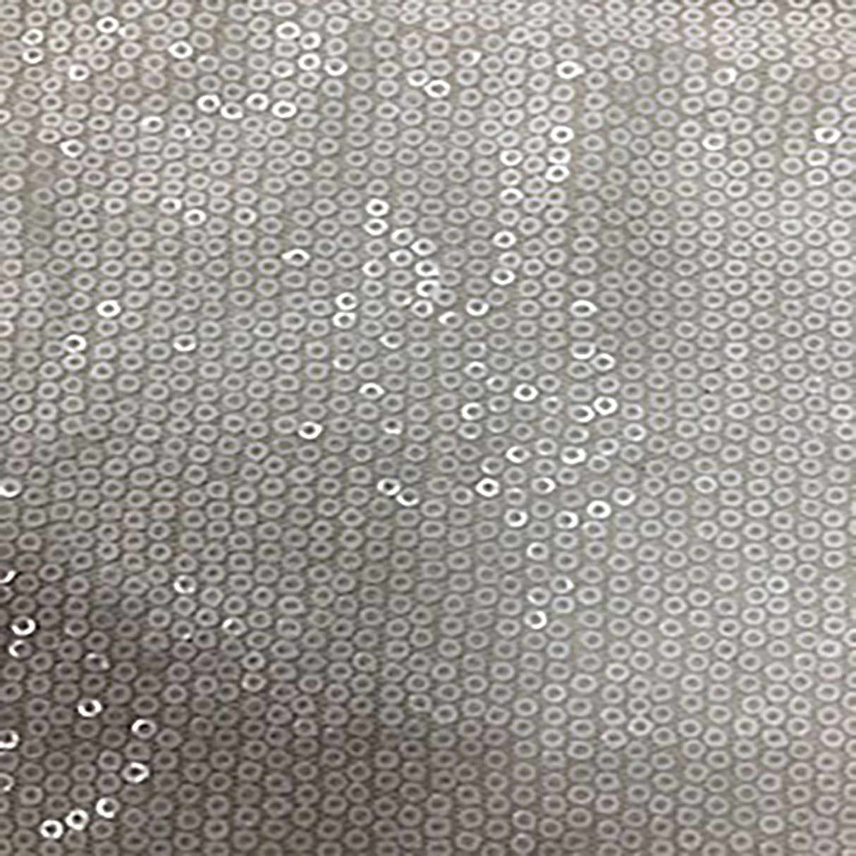 White Mini Sequin Embroidered Polyester Mesh Fabric