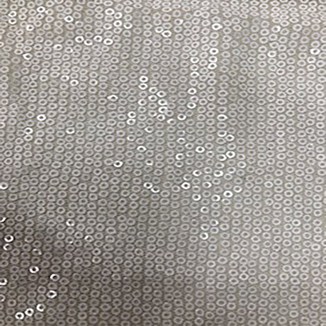 White Mini Sequin Embroidered Polyester Mesh Fabric