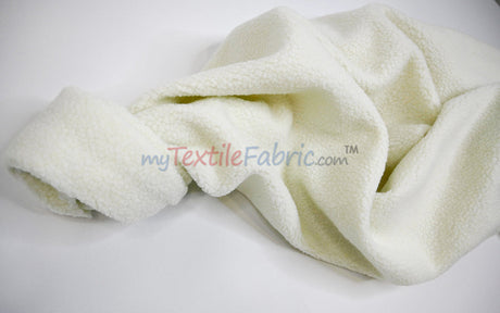 Sherpa Fleece Polyester Fabric - White, Ivory, Black, 60" Width (1 Yard)
