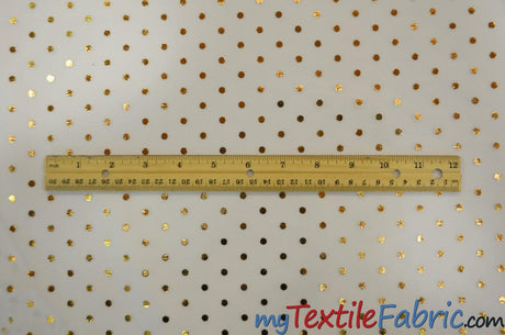 Bridal Tulle With Metallic Polka Dot Polyester Fabric - White And Ivory, Sheer, 58/60" Width (Yards)