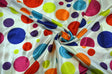 Multi Color Polka Dot Charmeuse Satin Fabric - Ivory Multi Dot, Pink Multi Dot, Red Multi Dot, Teal Multi Dot, Black Multi Dot, 58/60" Width (1 Yard)