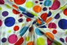 Multi Color Polka Dot Charmeuse Satin Fabric - Ivory Multi Dot, Pink Multi Dot, Red Multi Dot, Teal Multi Dot, Black Multi Dot, 58/60" Width (1 Yard)