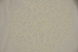 Embossed Faux Linen Embroidery Fabric - Off White And Light Silver, 58" Width (Yards)