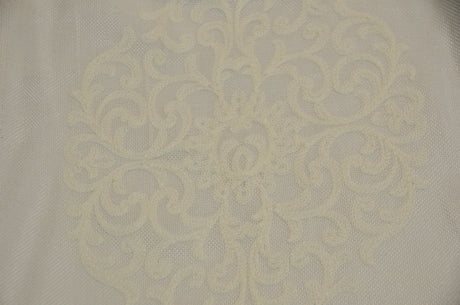 Embossed Faux Linen Embroidery Fabric - Off White And Light Silver, 58" Width (Yards)