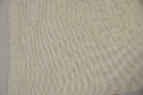 Embossed Faux Linen Embroidery Fabric - Off White And Light Silver, 58" Width (Yards)