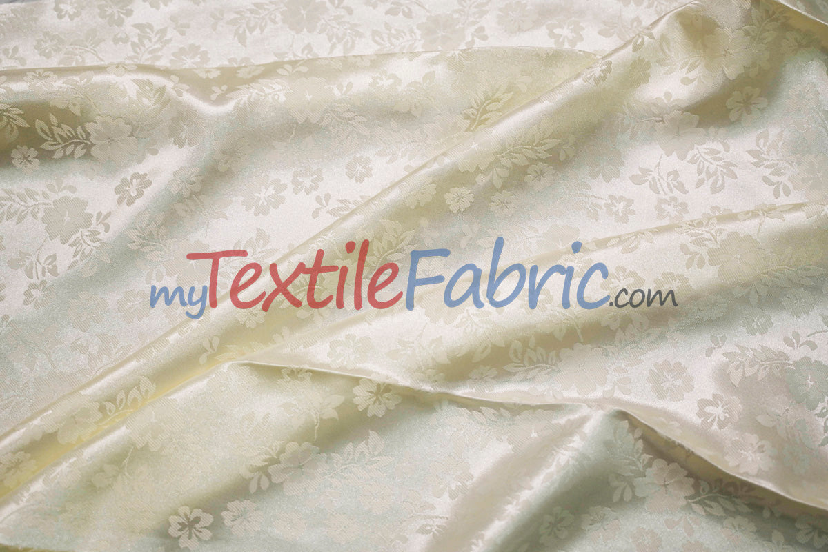 Jasmine Jacquard Polyester Fabric - Floral Brocade, 60" Width (1 Yard)