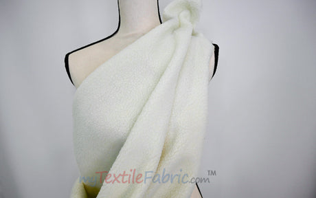Sherpa Fleece Polyester Fabric - White, Ivory, Black, 60" Width (1 Yard)