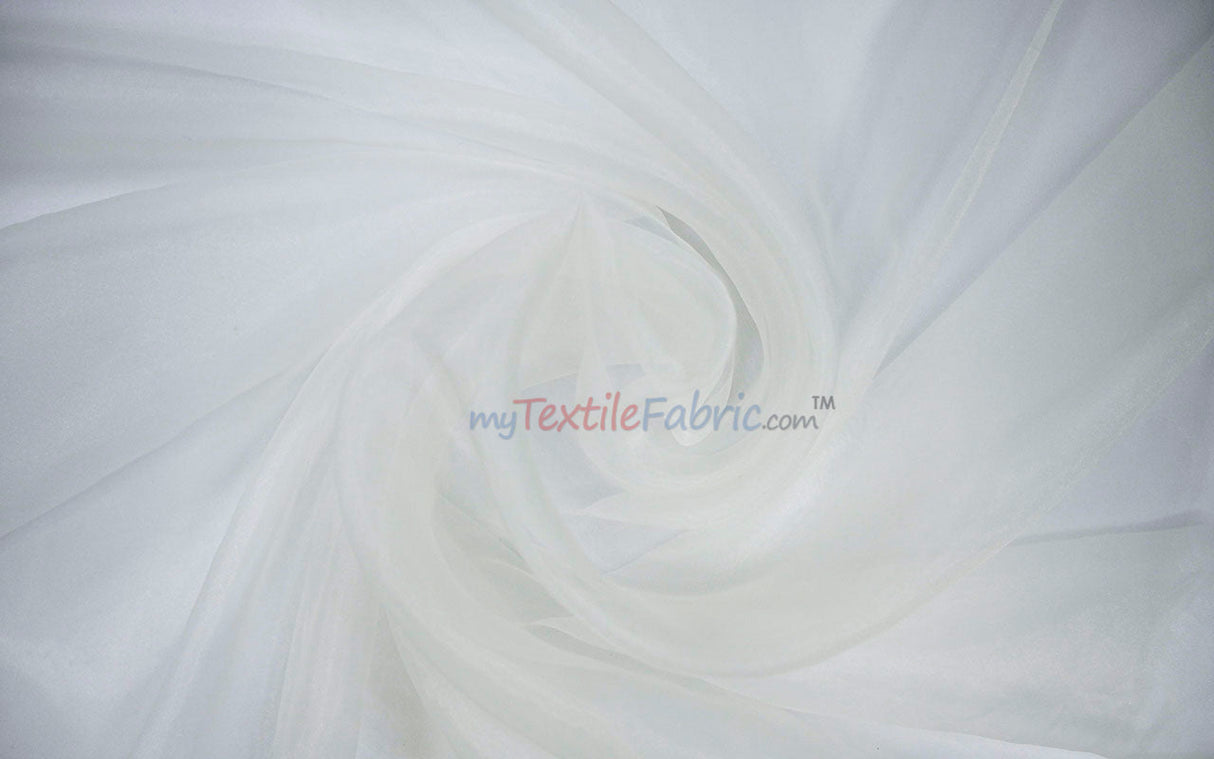 Super Organza Polyester Fabric - Semi-Sheen Sheer, 60" Width, White, Ivory, Baby Blue, Lavender, Black (By The Yard)