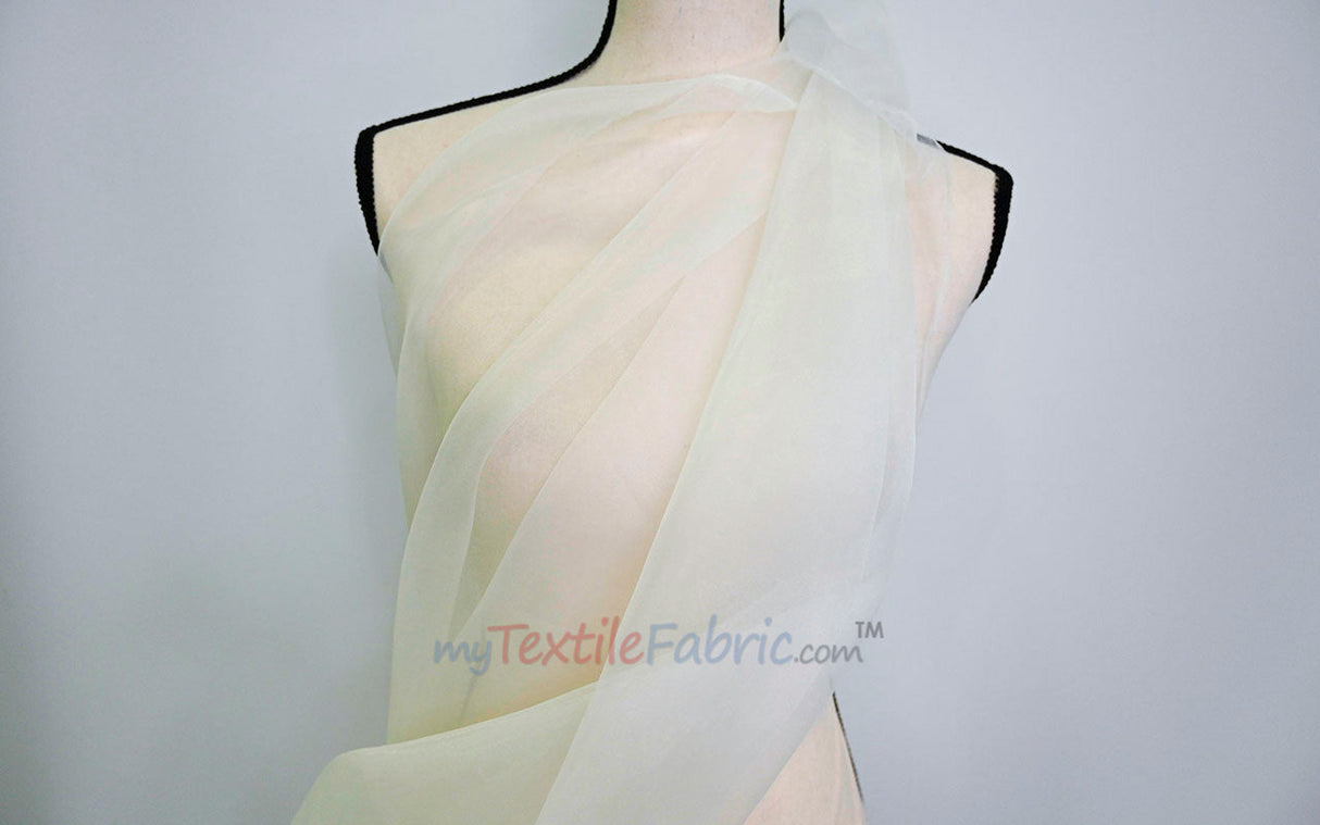 Super Organza Polyester Fabric - Semi-Sheen Sheer, 60" Width, White, Ivory, Baby Blue, Lavender, Black (By The Yard)
