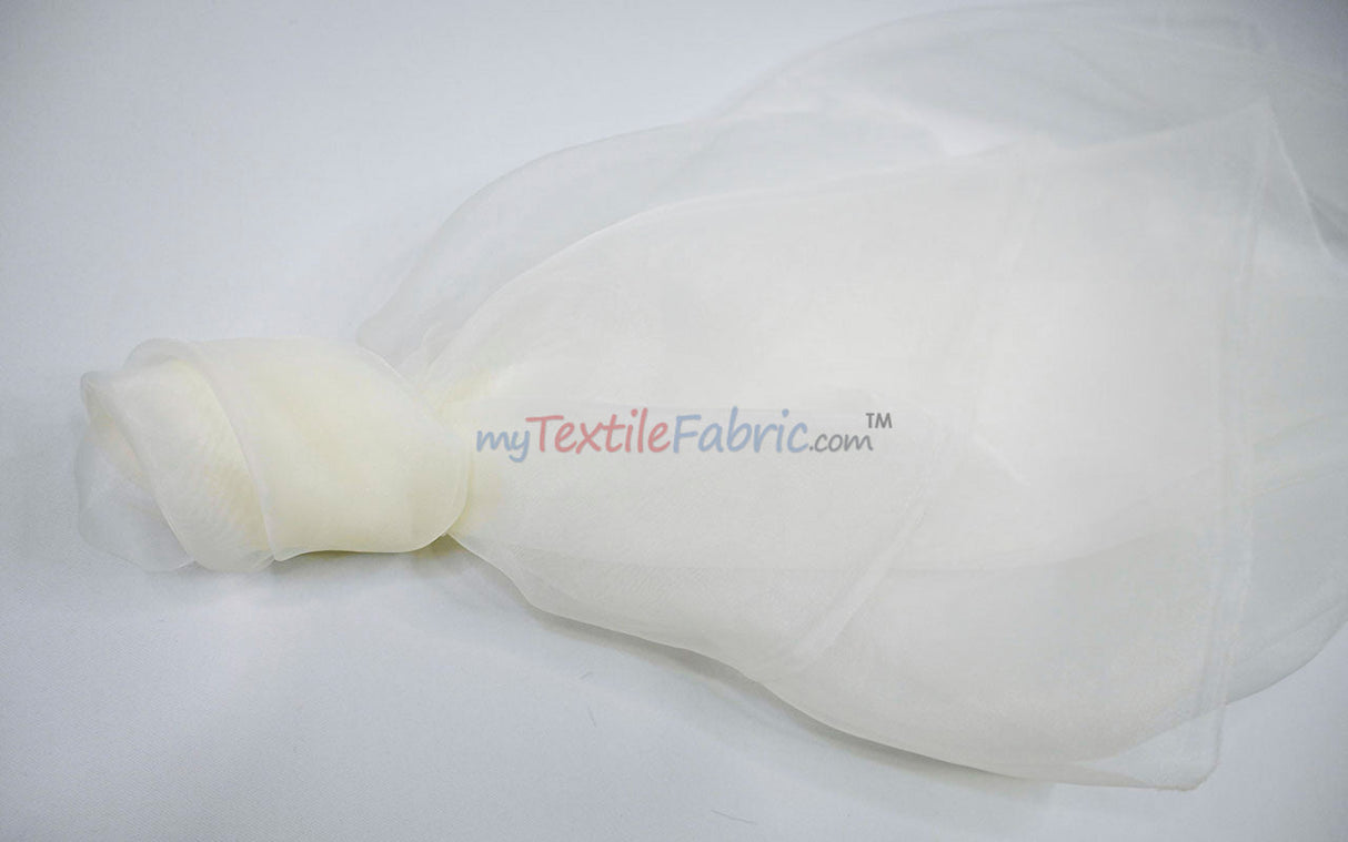 Super Organza Polyester Fabric - Semi-Sheen Sheer, 60" Width, White, Ivory, Baby Blue, Lavender, Black (By The Yard)