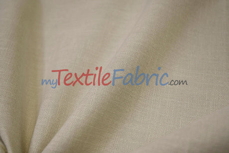 Upholstery Weight Poly Linen Fabric - Ivory, Taupe, Non Woven Backing, 60" Width (1 Yard)