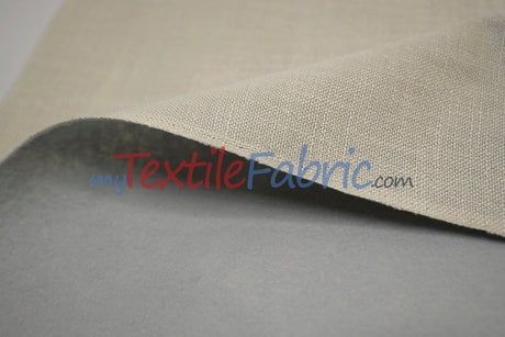 Upholstery Weight Poly Linen Fabric - Ivory, Taupe, Non Woven Backing, 60" Width (1 Yard)